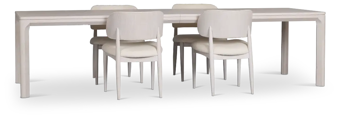 Gables White Rect Table & 4 Upholstered Chairs Gables White Rect Table & 4 Upholstered Chairs