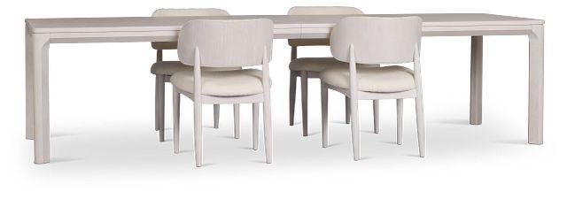 Gables White Rect Table & 4 Upholstered Chairs