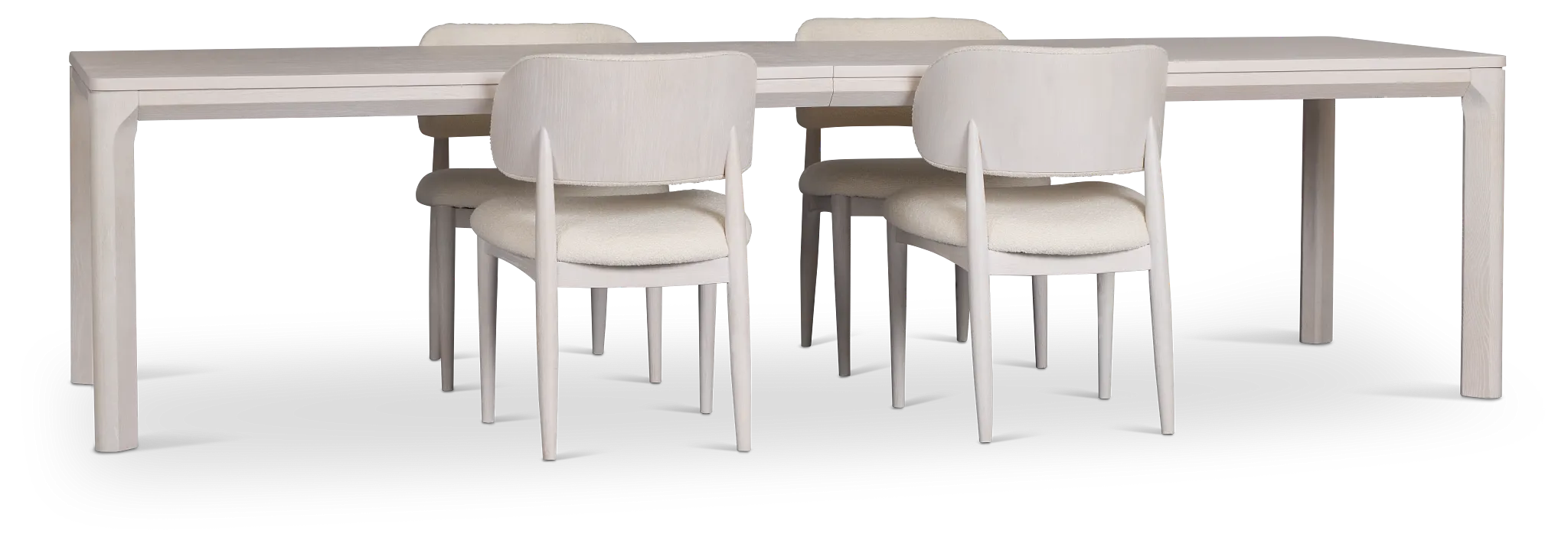 Gables White Rect Table & 4 Upholstered Chairs