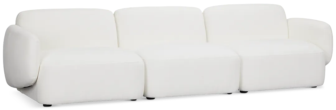 Halsey White Fabric 3-piece Modular Sofa