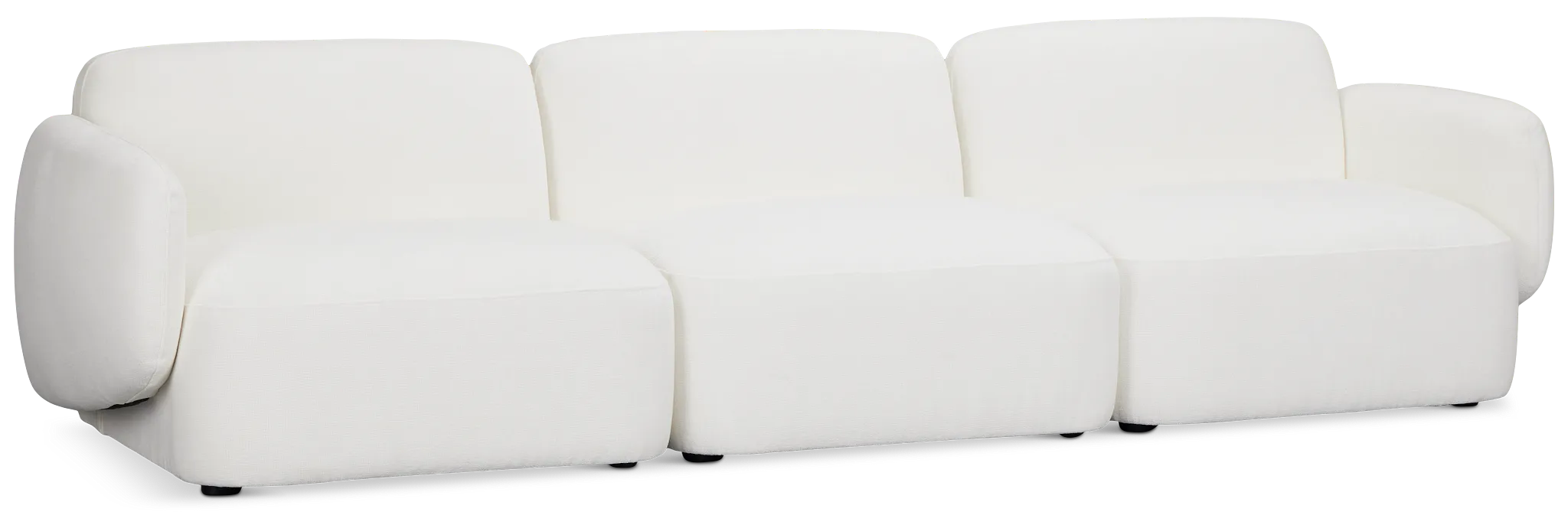 Halsey White Fabric 3-piece Modular Sofa