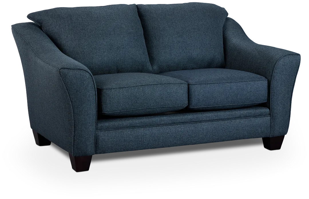 Avery Dark Blue Fabric Loveseat