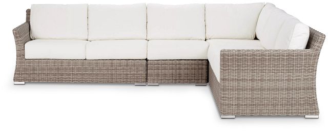 Raleigh White Woven Large Two-arm Sectional