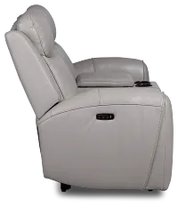 Walker Light Gray Lthr/vinyl Power Reclining Console Loveseat W/ Power Headrest