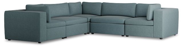 Destin Sutton Blue Fabric 5-piece Modular Sectional