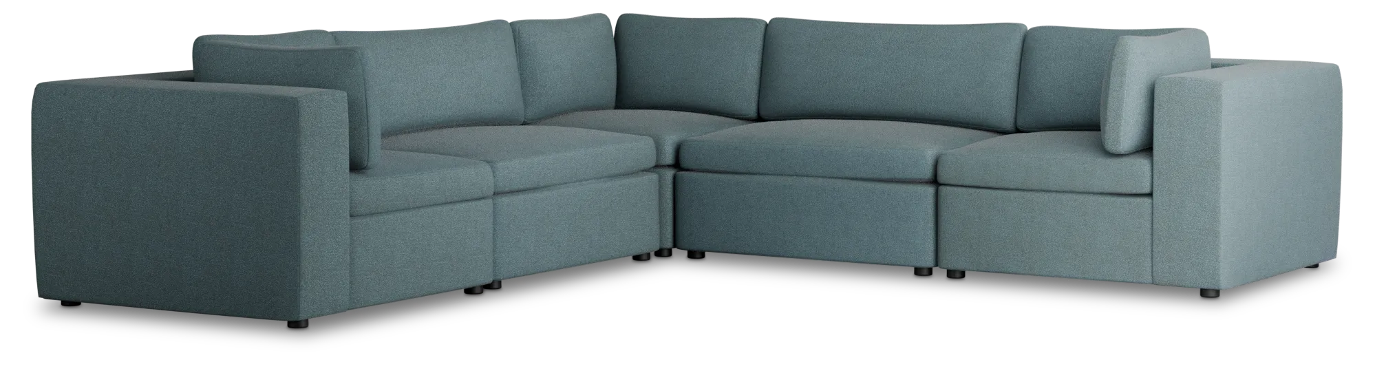 Destin Sutton Blue Fabric 5-piece Modular Sectional