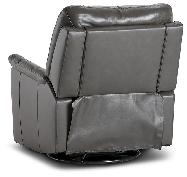 Owen Dark Gray Leather Power Swivel Glider Recliner