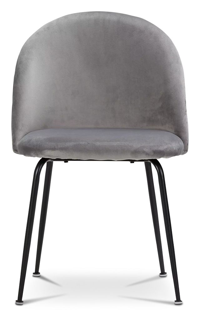 Capri Gray Velvet Upholstered Side Chair W/ Black Legs