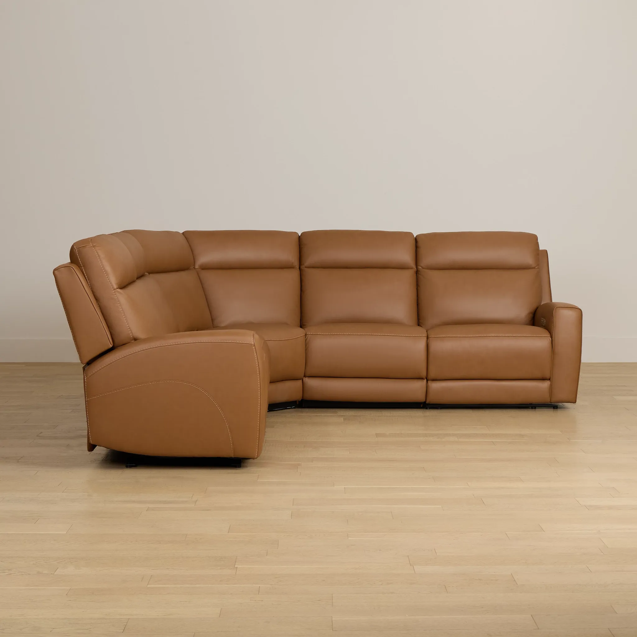 Flexsteel Belmont Medium Brown Lthr/vinyl Small Triple Power Reclining Two-arm Sectional
