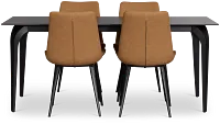 Sierra Black Stone Rectangular Table & 4 Upholstered Chairs