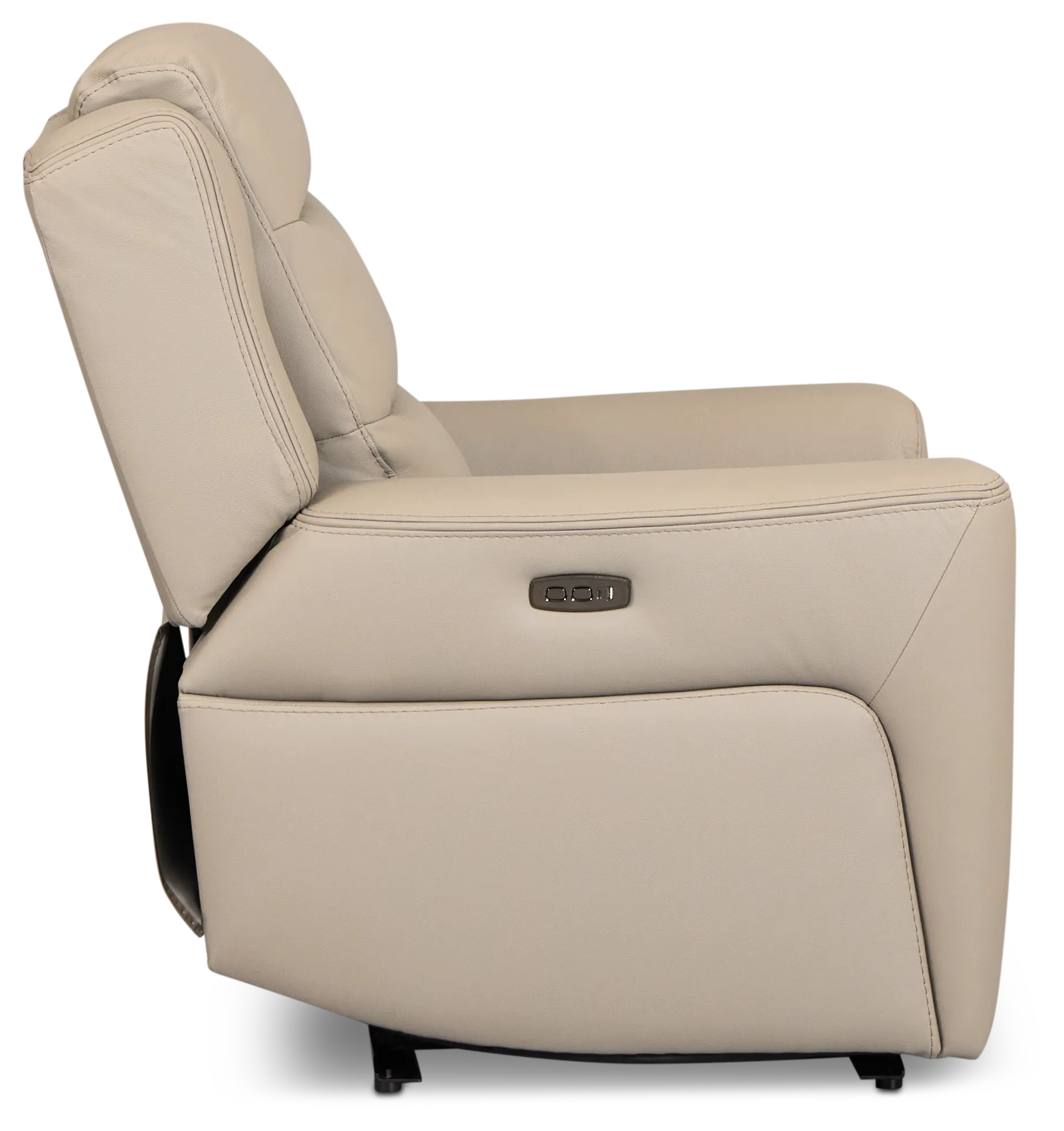 Wilder Taupe Leather Power Recliner With Power Headrest
