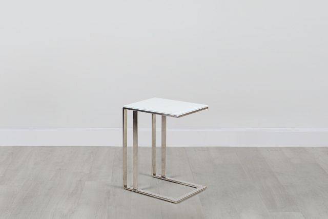 Arco White Glass Chairside Table