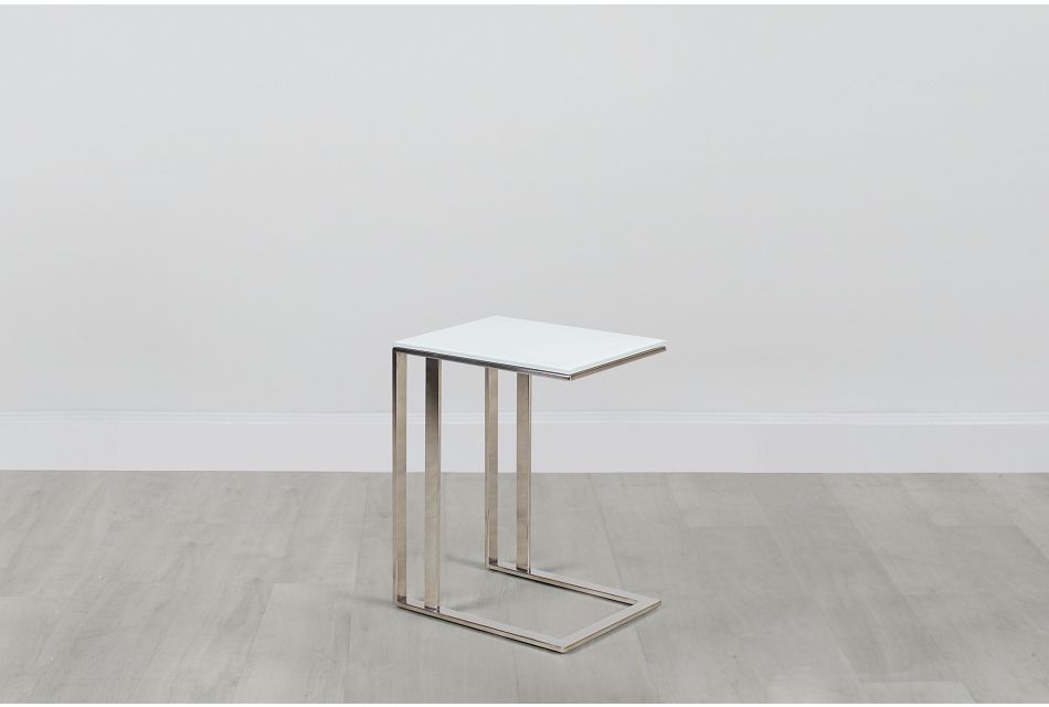 Arco White Glass Chairside Table