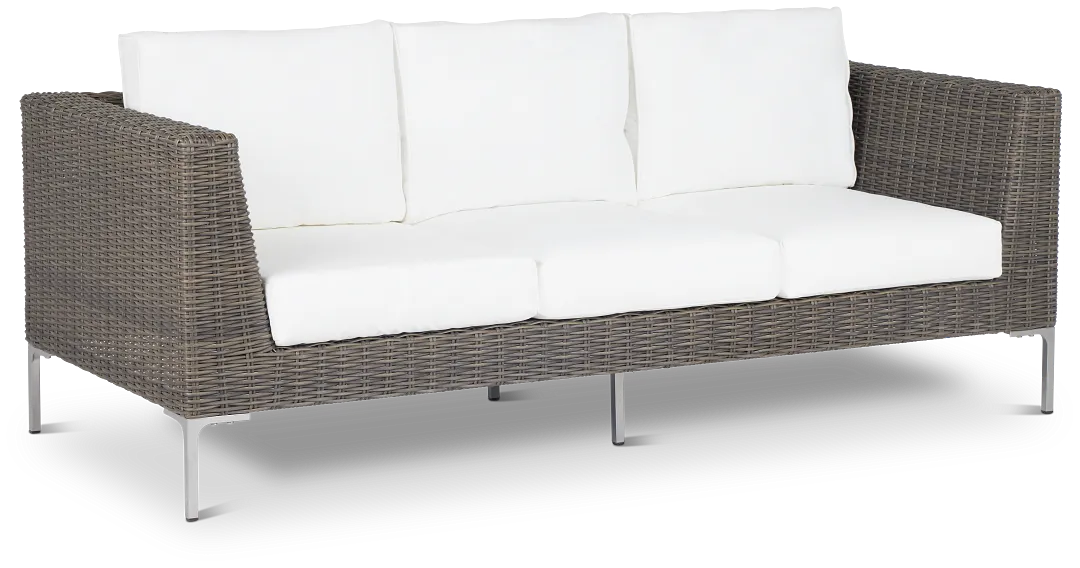 Tulum White Woven Sofa W/ 3 Cushion