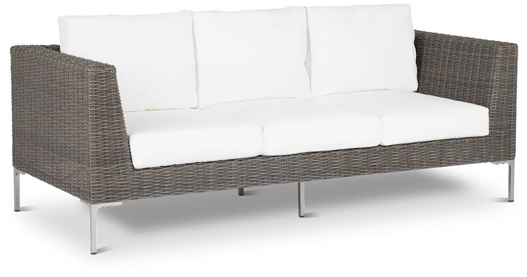 Tulum White Woven Sofa W/ 3 Cushion Tulum White Woven Sofa W/ 3 Cushion