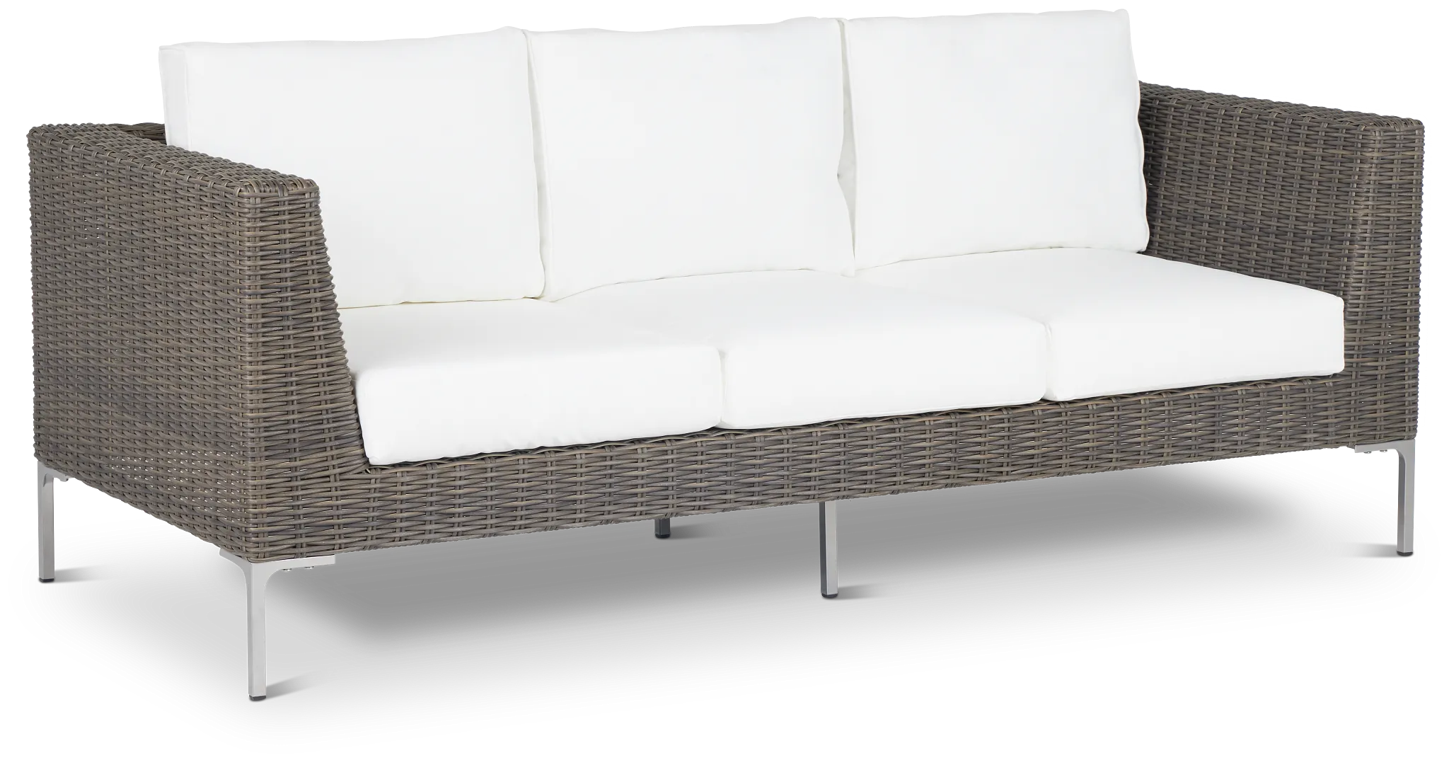 Tulum White Woven Sofa W/ 3 Cushion