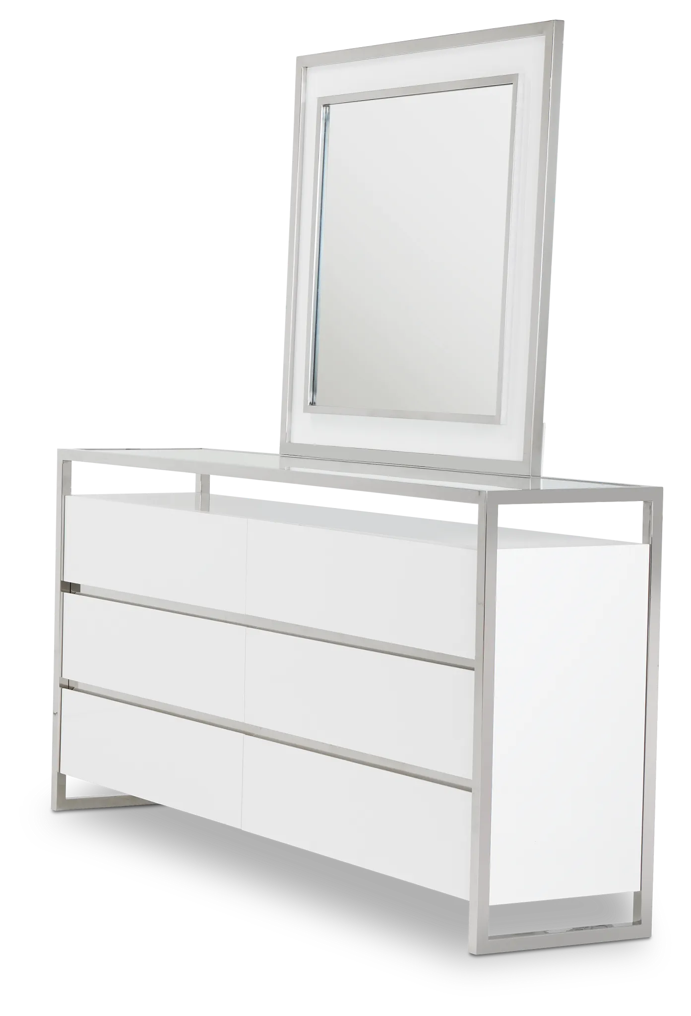 Miami White Dresser & Mirror