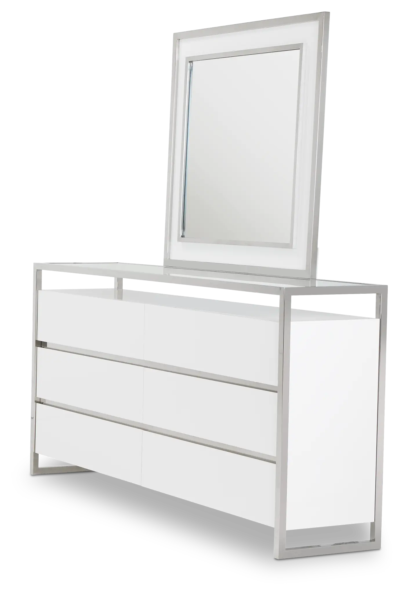 Miami White Dresser & Mirror Miami White Dresser & Mirror