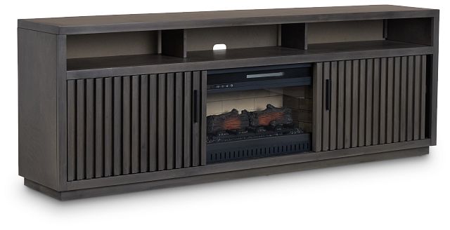 Ithaca Dark Gray 84" Tv Stand With Fireplace Insert