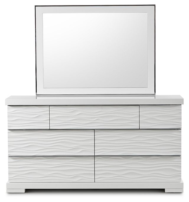 Ocean Drive White Dresser Mirror, Does A Mirror Have To Be Centered Over Dressers