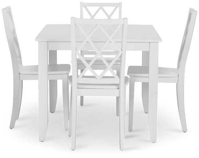 Edgartown White Rect Table & 4 White Wood Chairs (2)