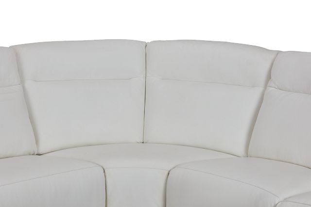 Elba White Leather Small Dual Power Reclining Two-arm Sectional