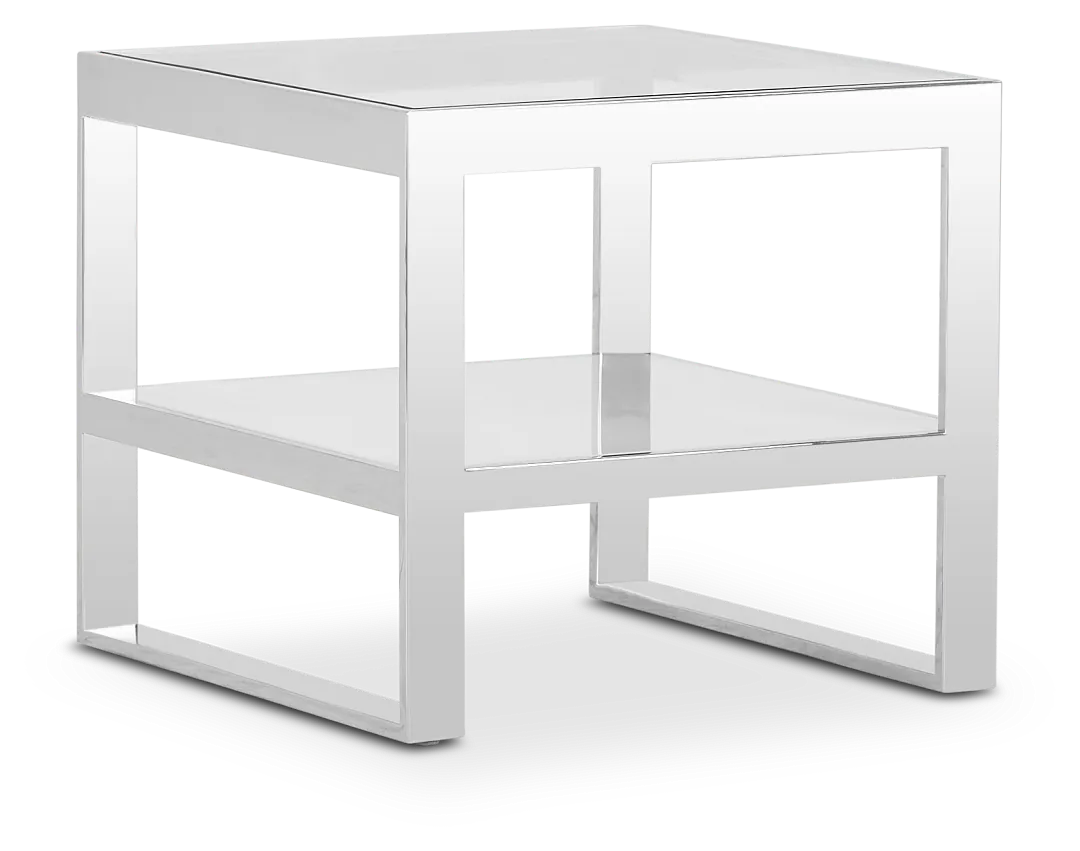 Miami White Glass End Table