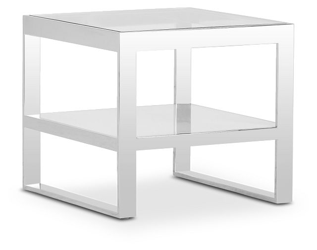 white and glass end table