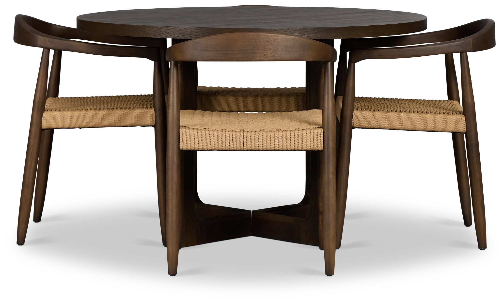 Santorini Dark Tone Round Table & 4 Upholstered Chairs