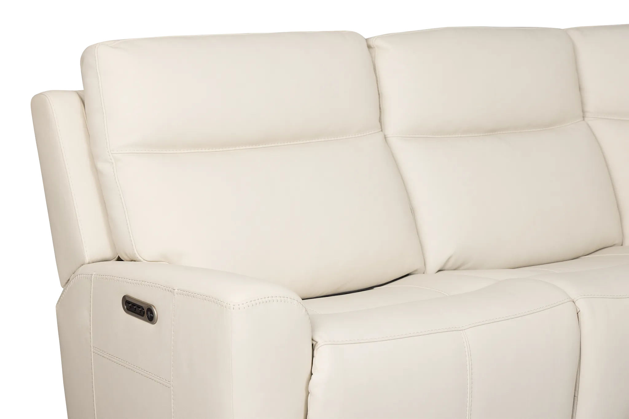 Flexsteel Sterling Ivory Lthr/vinyl Small Triple Power Reclining Two-arm Sectional