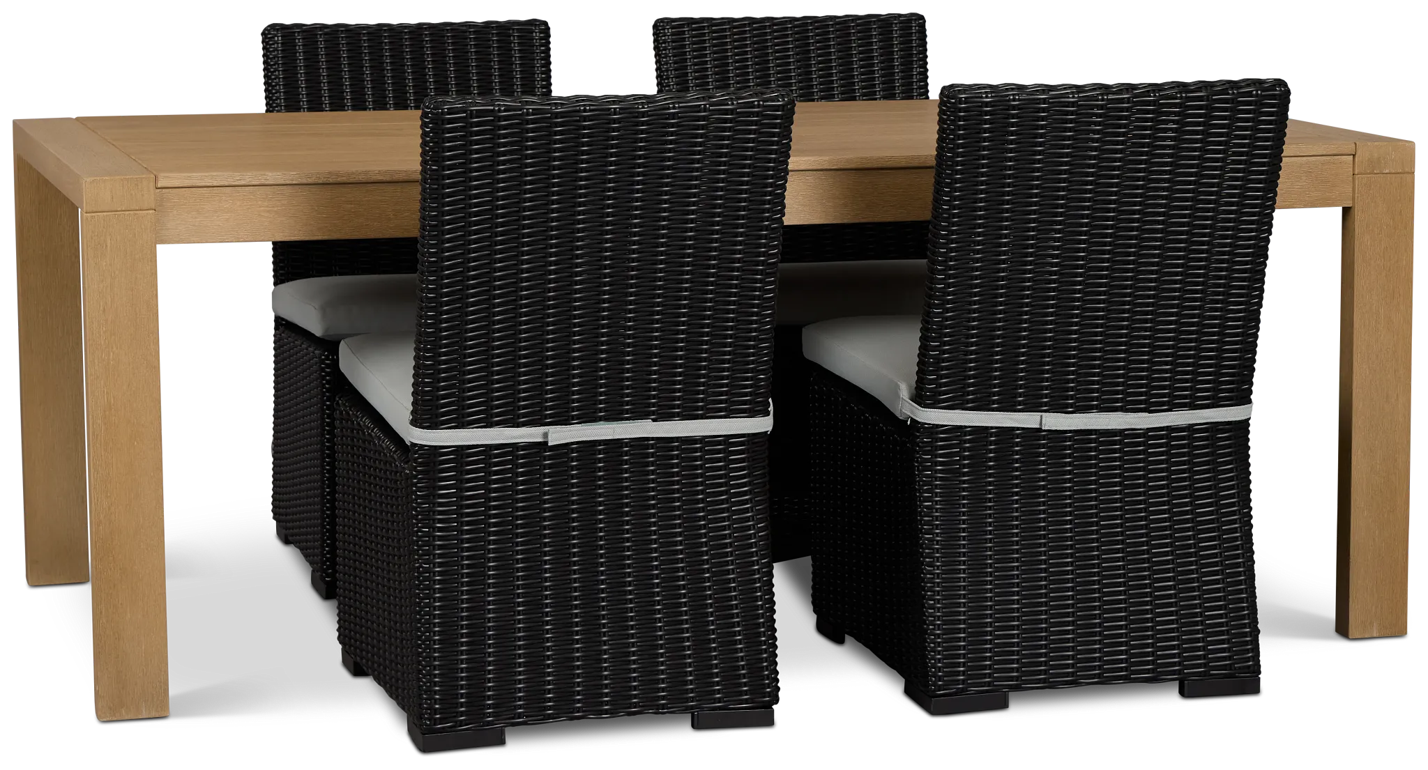 Montecito Mid Tone Rectangular Table & 4 Light Blue Cushioned Chairs