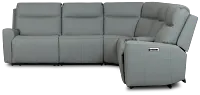 Flexsteel Sterling Blue Lthr/vinyl Medium Dual Power 2-arm Reclining Sectional