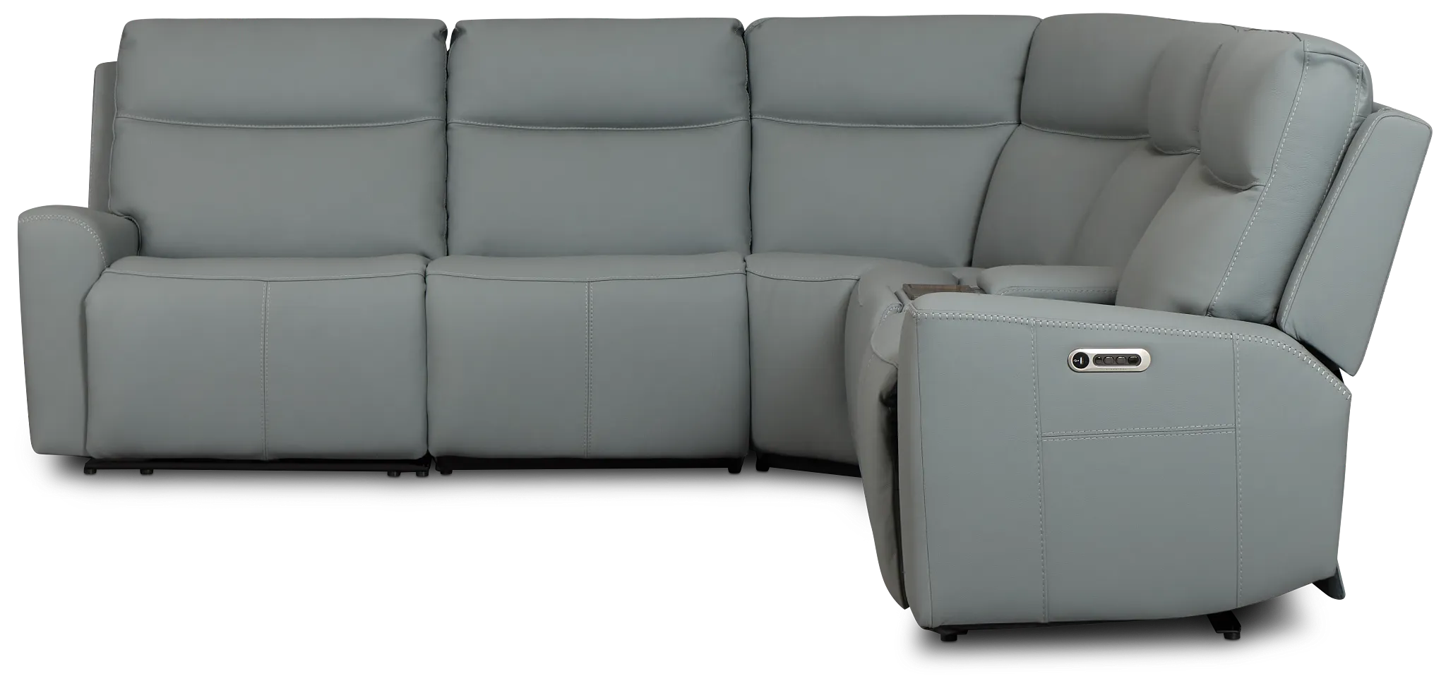 Flexsteel Sterling Blue Lthr/vinyl Medium Dual Power 2-arm Reclining Sectional