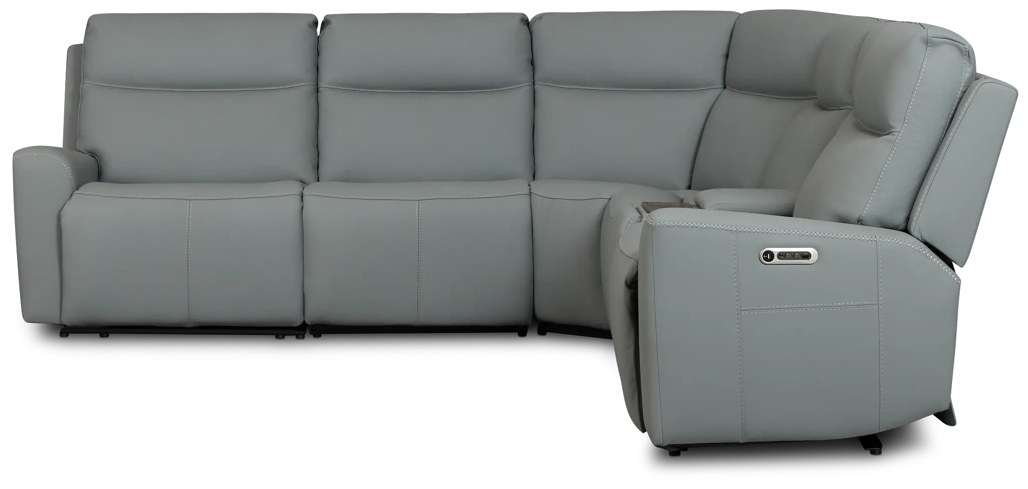 Flexsteel Sterling Blue Lthr/vinyl Medium Dual Power 2-arm Reclining Sectional Flexsteel Sterling Blue Lthr/vinyl Medium Dual Power 2-arm Reclining Sectional
