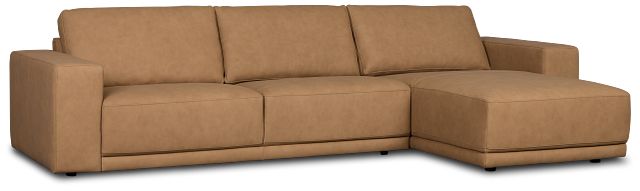 Kellan Light Brown Leather Right Chaise Sectional