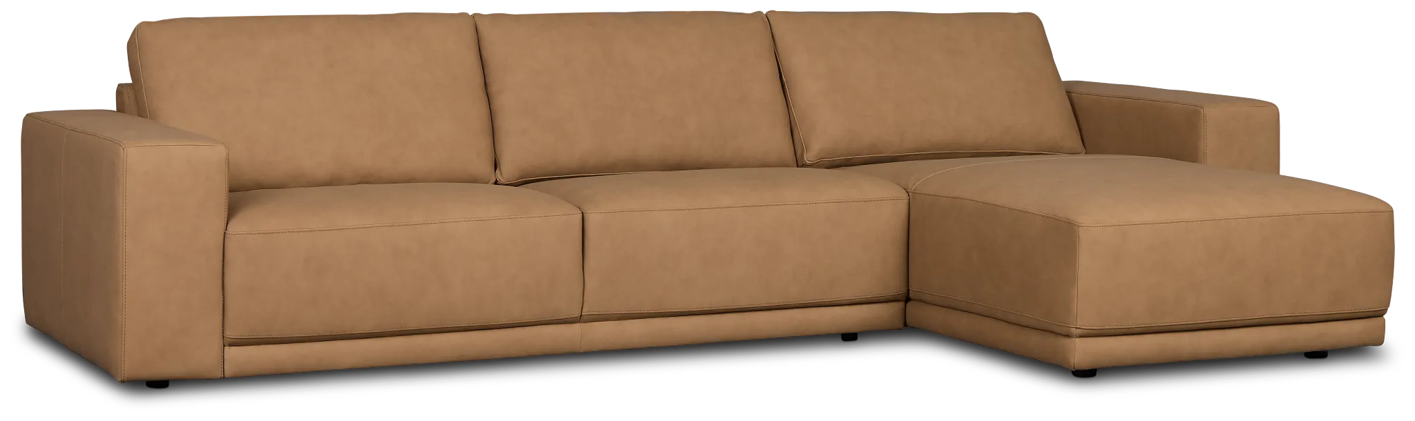 Kellan Light Brown Leather Right Chaise Sectional