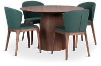 Nomad Mid Tone 47" Round Table & 4 Dark Green Chairs W/ Mid-tone Legs
