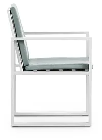 Linear White Teal Aluminum Arm Chair