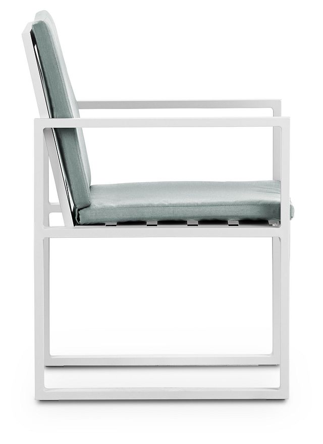 Linear White Teal Aluminum Arm Chair