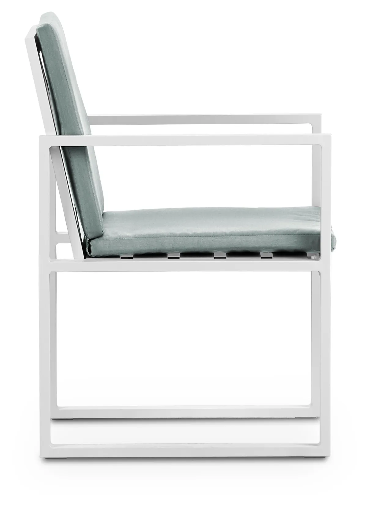 Linear White Teal Aluminum Arm Chair
