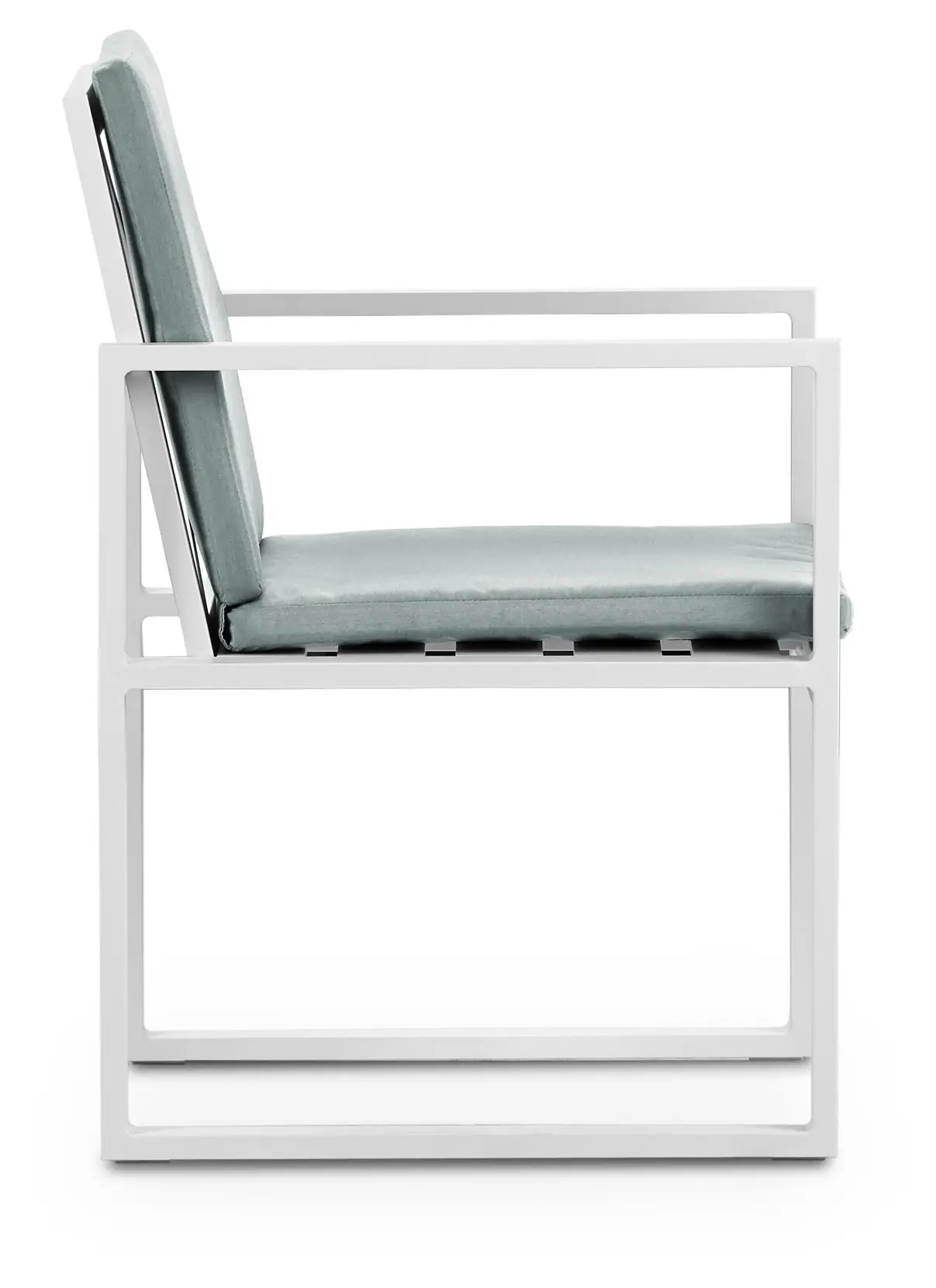 Linear White Teal Aluminum Arm Chair Linear White Teal Aluminum Arm Chair