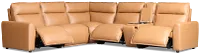Edison Medium Brown Leather/Vinyl Medium Triple Power 2-arm Sectional