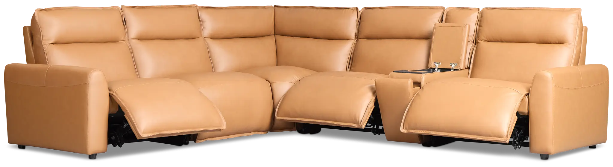 Edison Medium Brown Leather/Vinyl Medium Triple Power 2-arm Sectional Edison Medium Brown Leather/Vinyl Medium Triple Power 2-arm Sectional