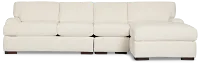 Alpha White Fabric Small Right Chaise Sectional
