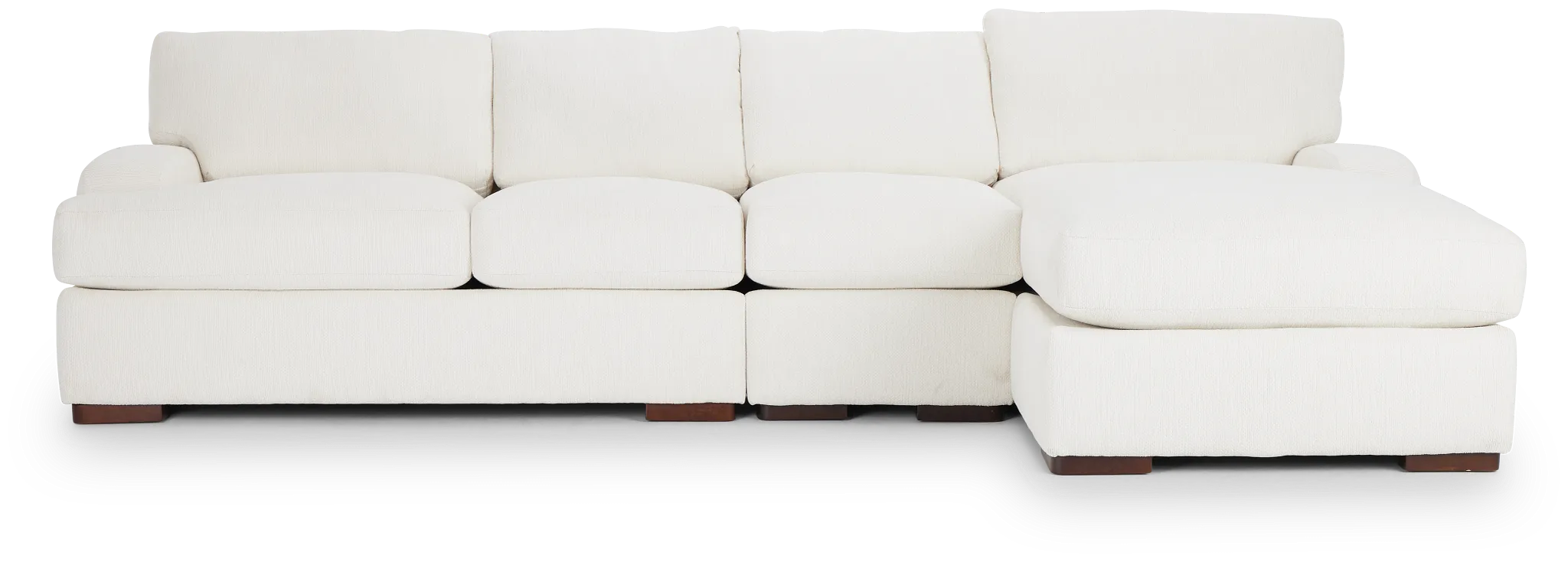 Alpha White Fabric Small Right Chaise Sectional