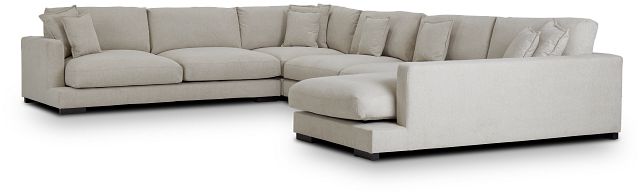 Emery Light Beige Fabric Medium Right Chaise Sectional (1)