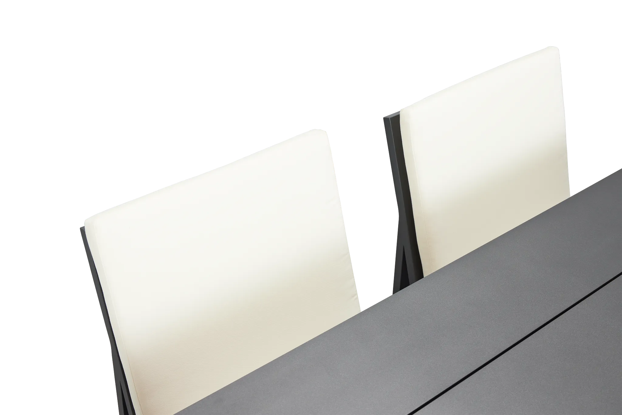 Linear Dark Gray White 70" Aluminum Table & 4 Cushioned Side Chairs