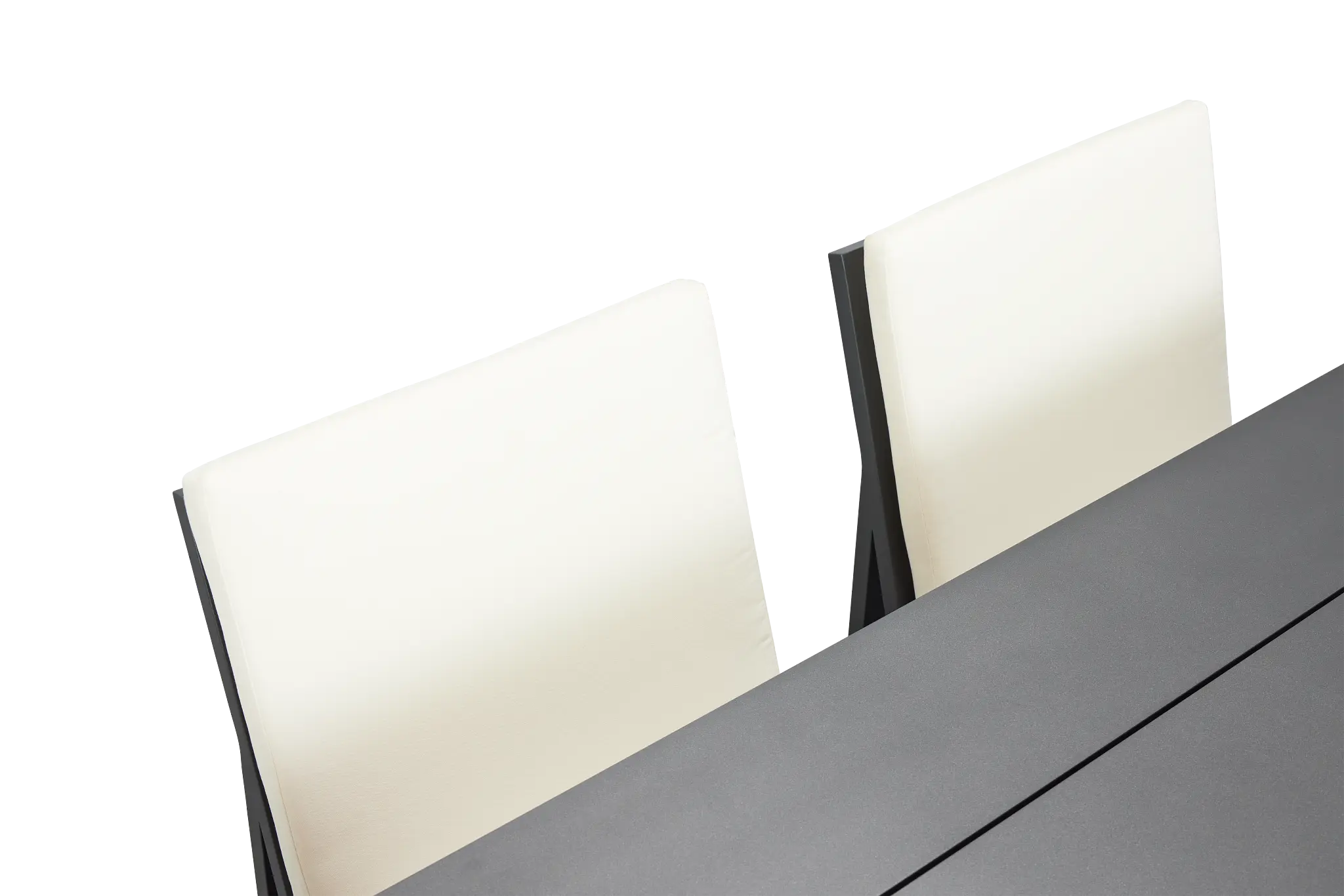 Linear Dark Gray White 70" Aluminum Table & 4 Cushioned Side Chairs Linear Dark Gray White 70" Aluminum Table & 4 Cushioned Side Chairs