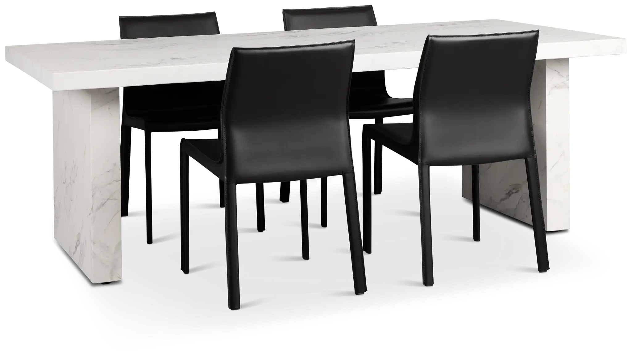 Viscaya White Rect Table & 4 Black Upholstered Chairs Viscaya White Rect Table & 4 Black Upholstered Chairs