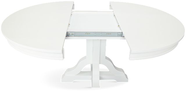 Cape Cod Ivory Round Table & 4 Upholstered Chairs